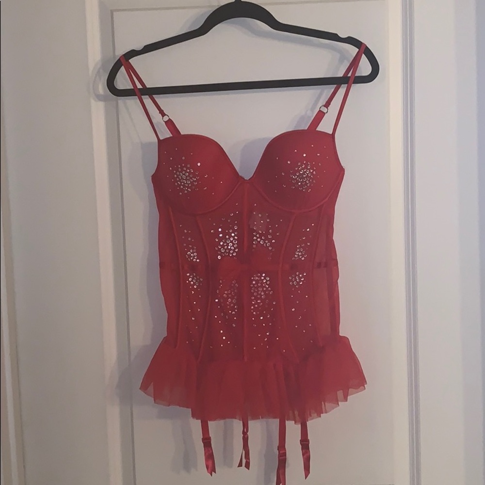 Victoria’s Secret  sheer mesh corset with bling